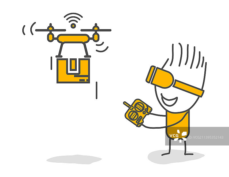 火柴人无人机配送图片素材