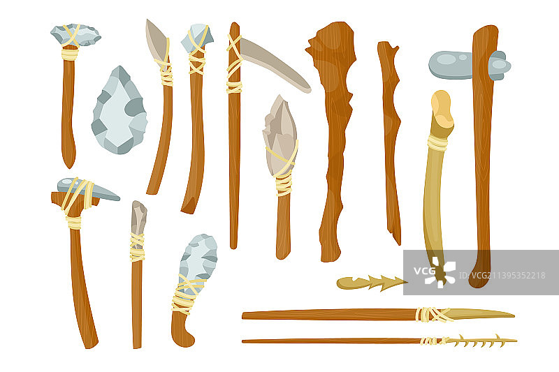 古代骨石工具套装图片素材