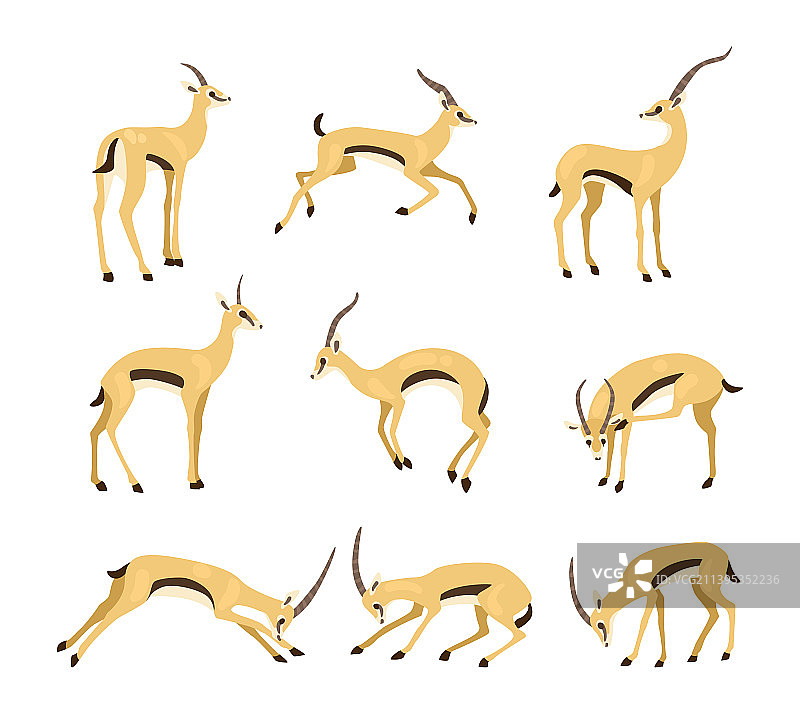 不同姿势的卡通羚羊合集图片素材