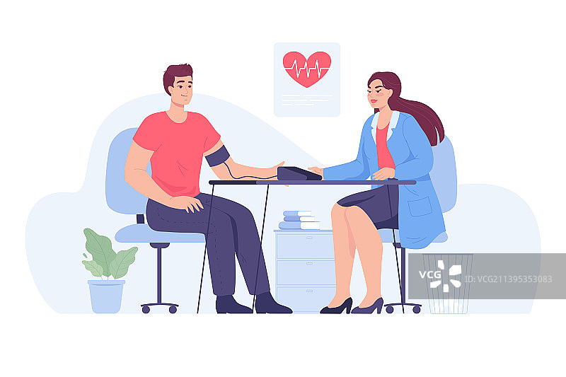 医生为男性患者测量血压图片素材