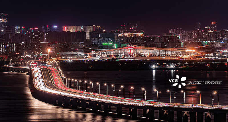 厦门集美大桥城市夜景图片素材