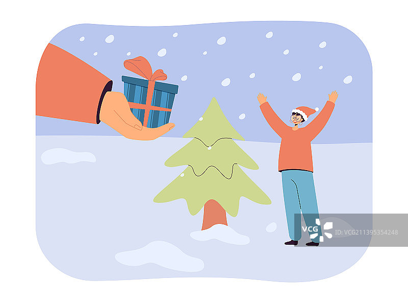 大手送圣诞礼物给女孩图片素材