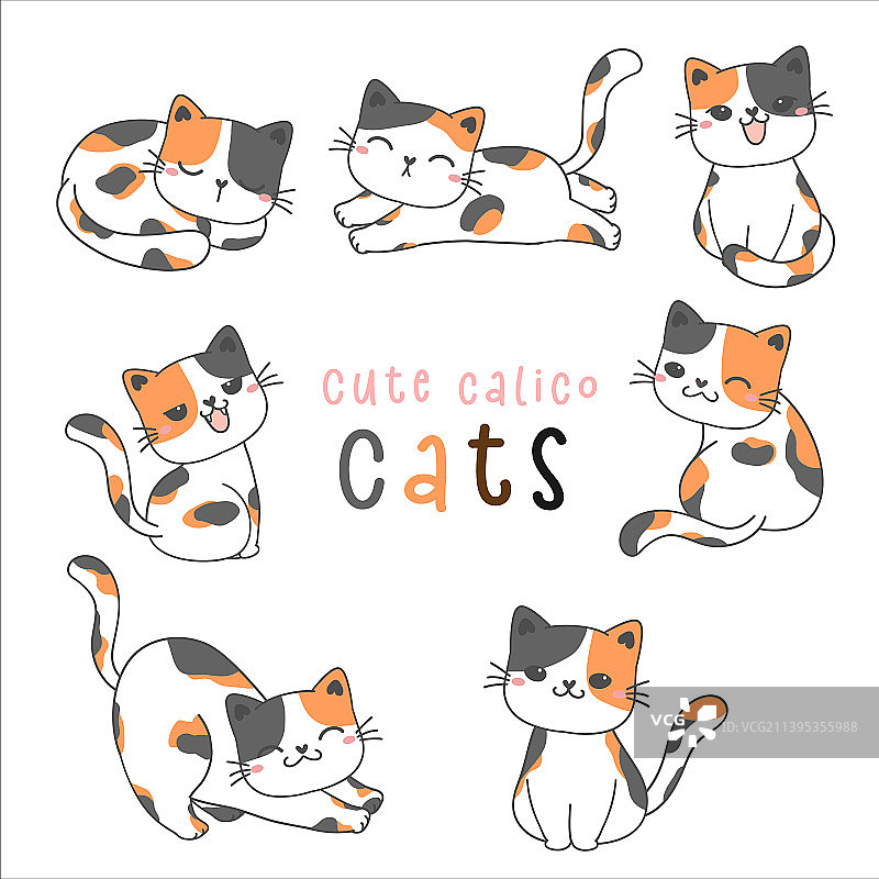 可爱的花猫卡通画图片素材