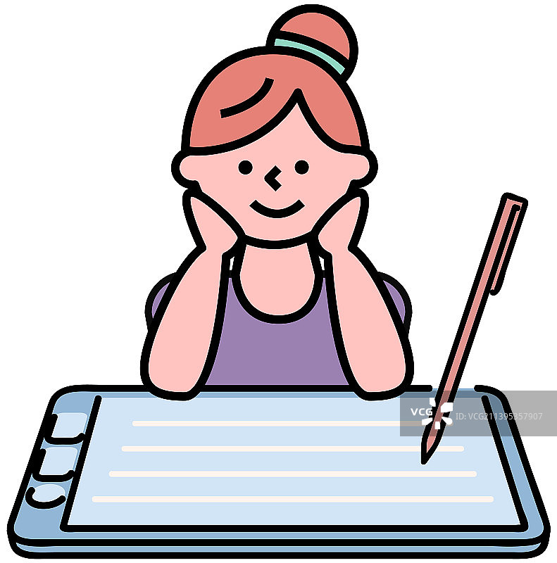 女人使用平板电脑进行平面设计图片素材