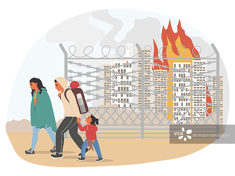 难民逃离城市轰炸图片素材