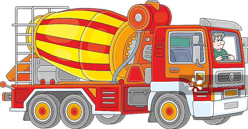 有趣的混凝土搅拌车司机图片素材