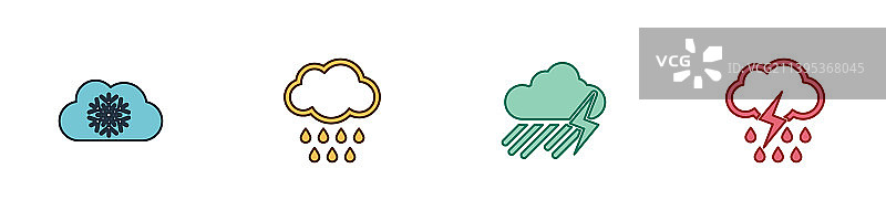雪雨闪电图标云朵合集图片素材