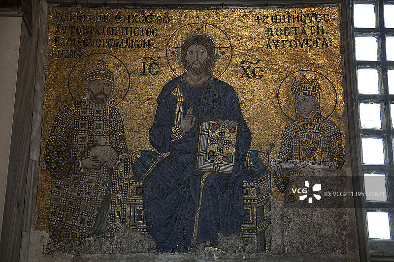 圣索菲亚大教堂，伊斯坦布尔，土耳其，壁画遗迹图片素材