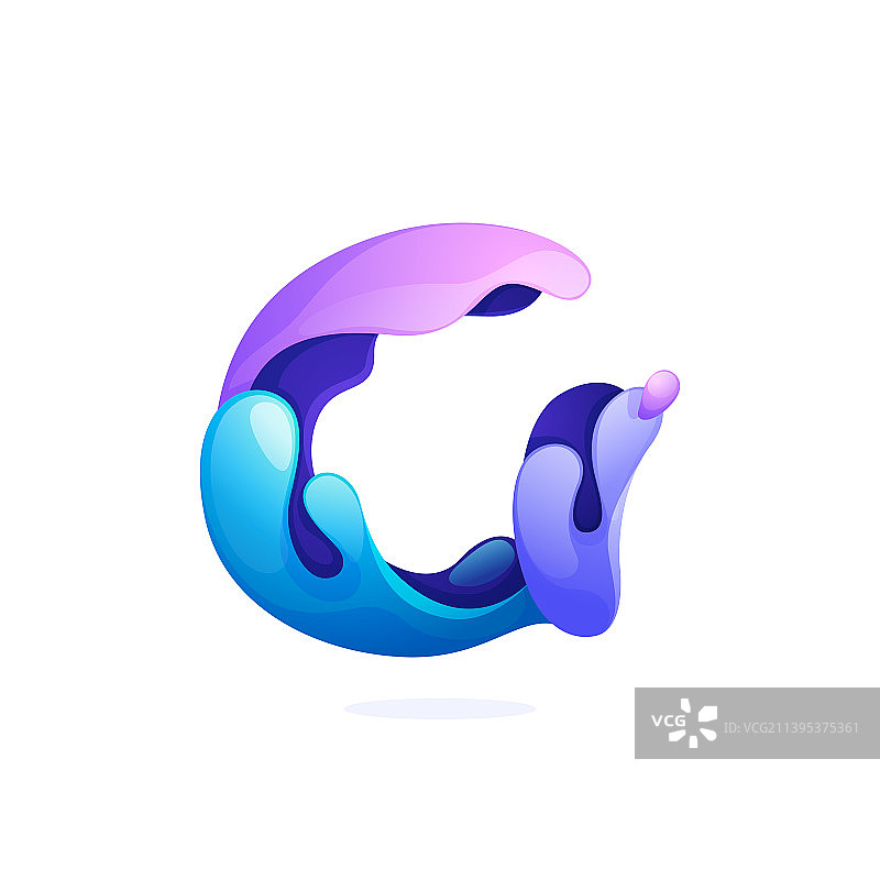 水波和水滴G字母标志图片素材