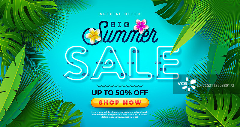 明亮霓虹文字夏季促销设计图片素材