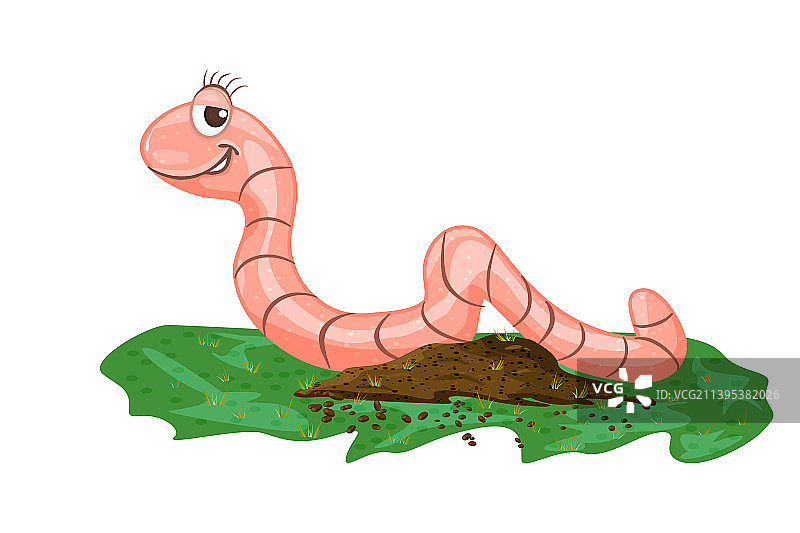 土堆上的蚯蚓卡通图片素材