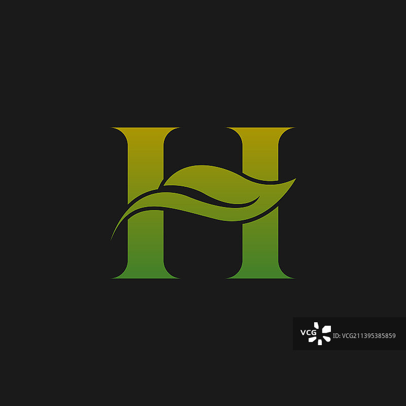 绿叶H字母生态标志图片素材