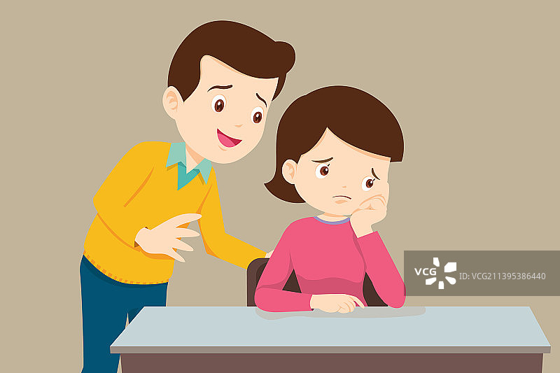 男人安慰遇到麻烦的女人图片素材