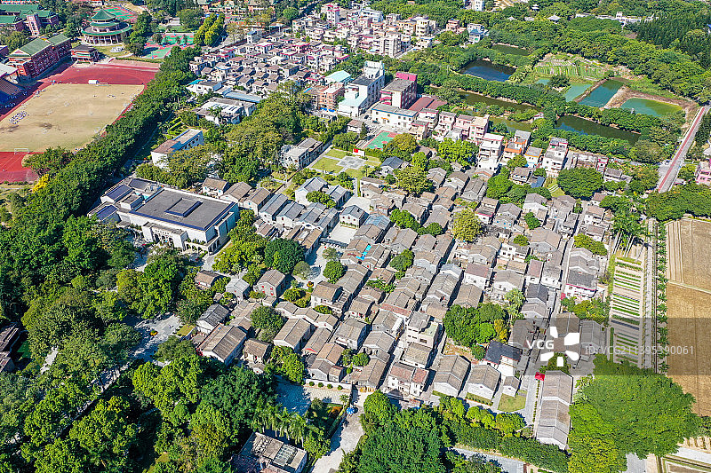 航拍广东省中山市孙中山故里旅游区 孙中山故居纪念馆 翠亨村传统民居展示区图片素材