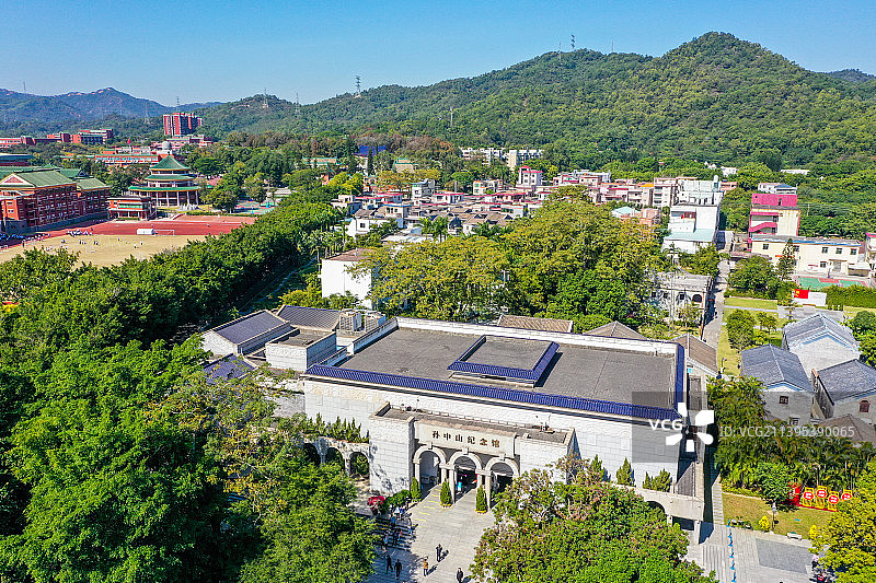 航拍广东省中山市孙中山故里旅游区 孙中山故居纪念馆图片素材
