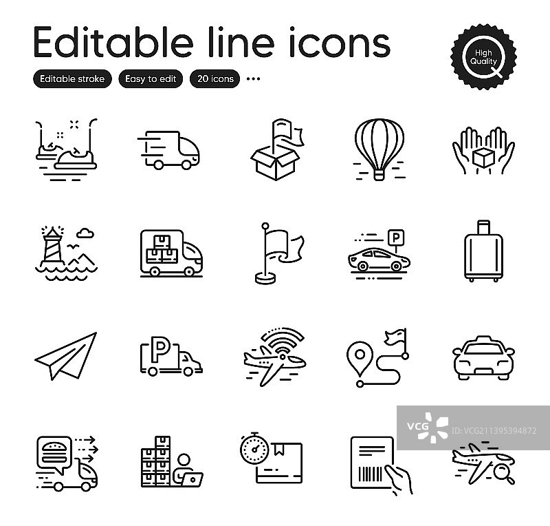 交通线条图标集合图片素材