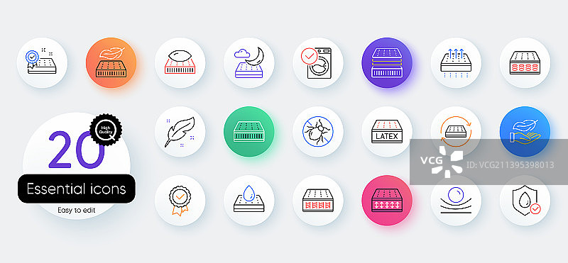 透气可洗乳胶床垫线条图标图片素材