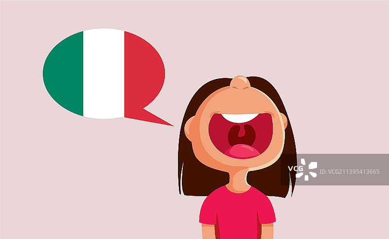 说意大利语的滑稽女孩卡通图片素材