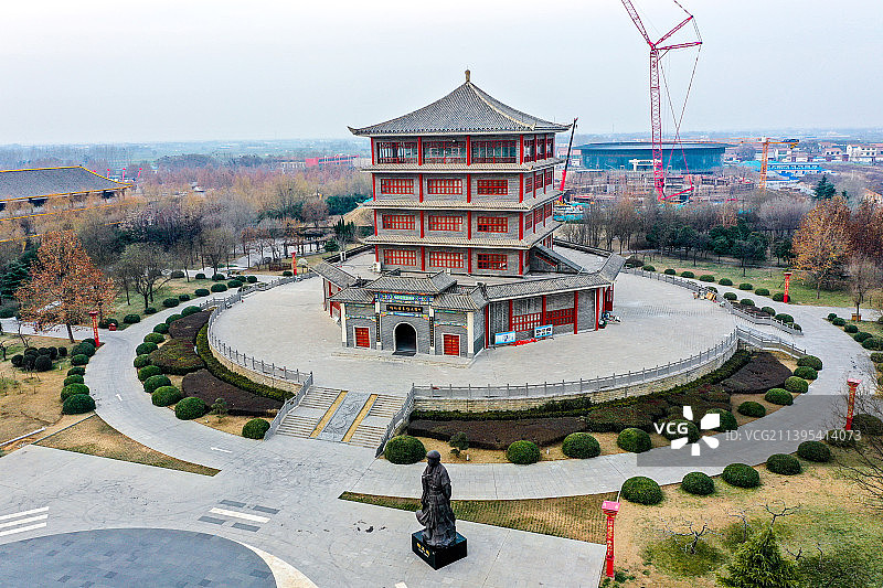 航拍中国太极拳博物馆 河南省焦作市温县陈家沟村图片素材
