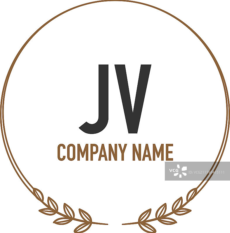 字母JV复古圆形线条logo模板图片素材