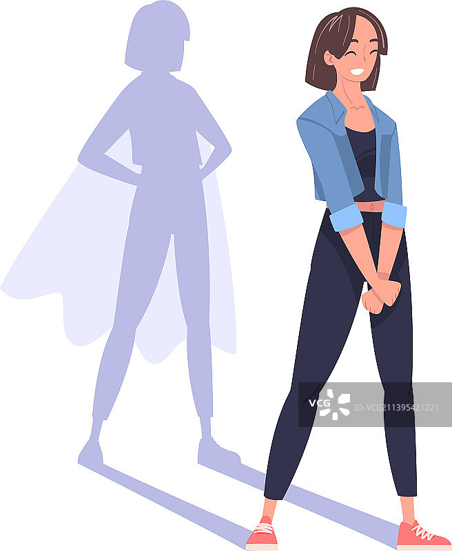 站立的女超级英雄角色的影子图片素材