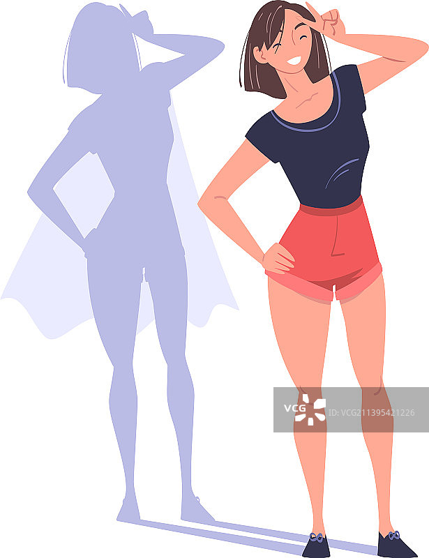 站立的女超级英雄角色的影子图片素材