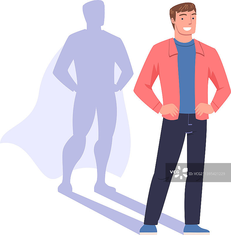 站立的超人角色的影子图片素材