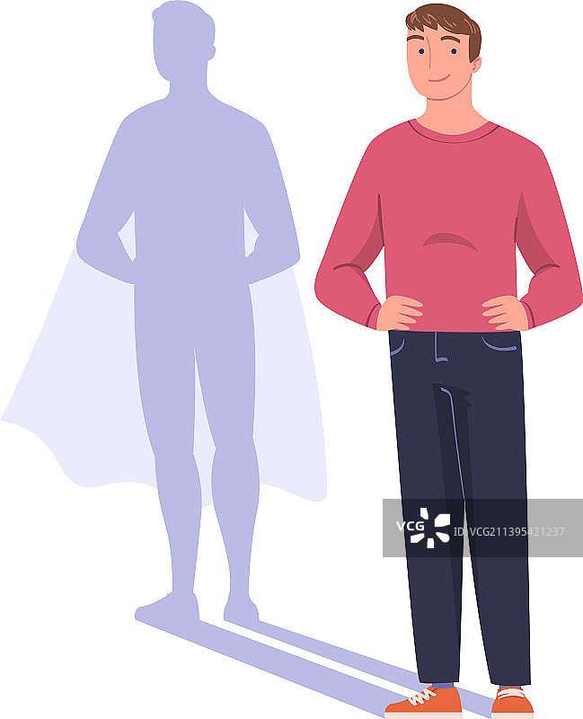 站立的超人角色的影子图片素材