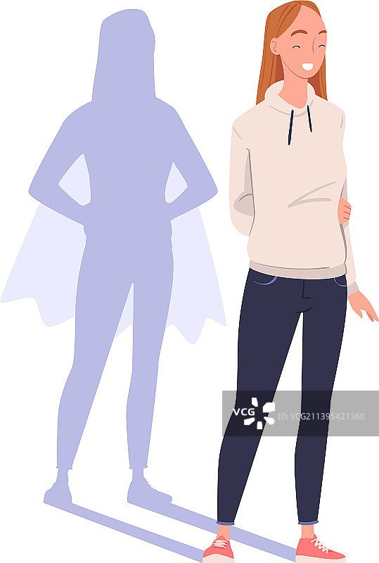 站立的女超级英雄角色的影子图片素材