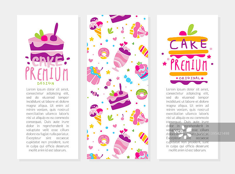 手绘蛋糕和冰淇淋糖果设计图片素材