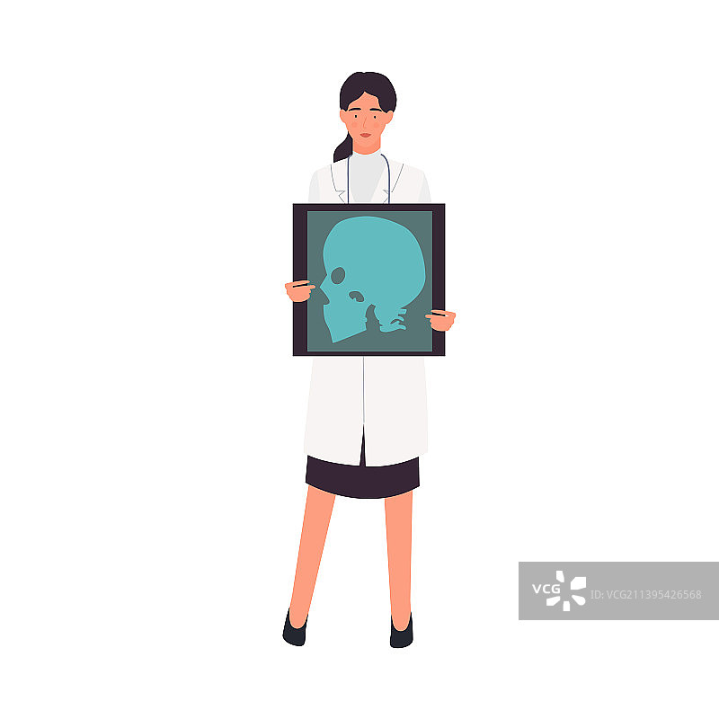 女医生手持病人扫描报告图片素材