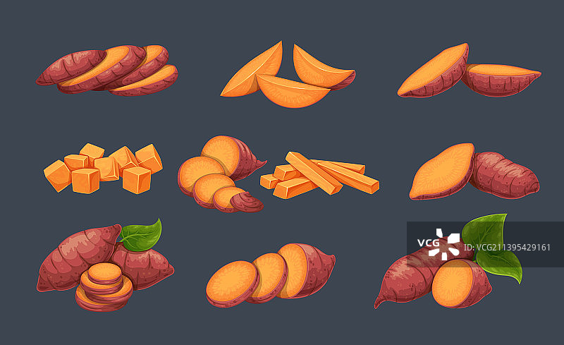 切开的红薯或山药图片素材