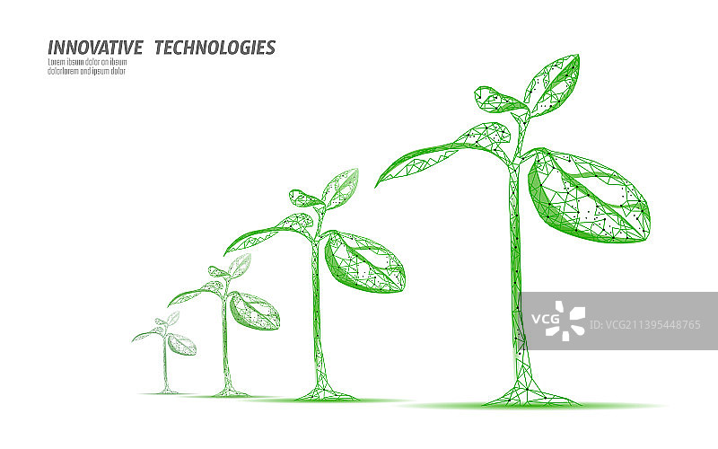 生态抽象概念的3D植物嫩芽图片素材