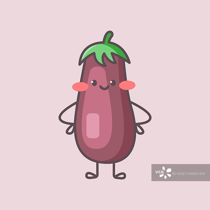孤立的可爱茄子卡通形象图片素材