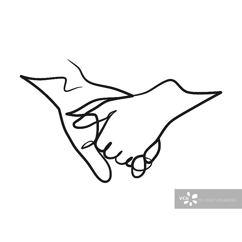 情侣牵手一笔画图片素材