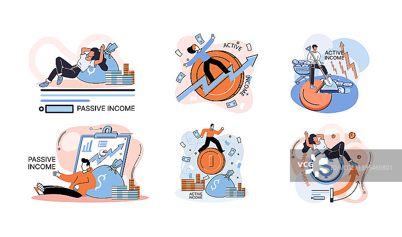 主动和被动收入概念图片素材