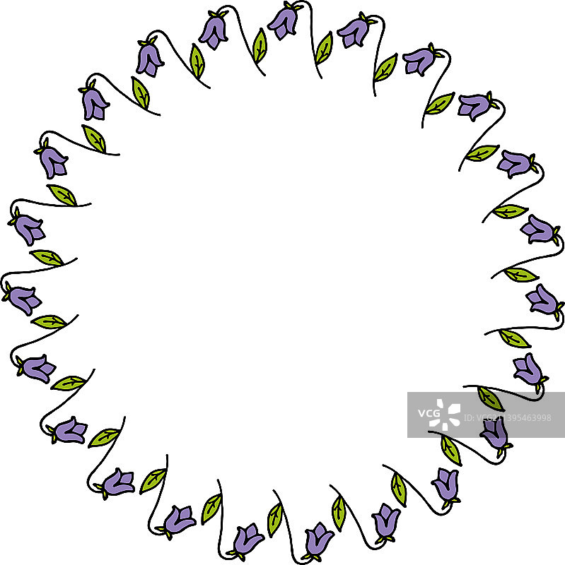 白色背景上的简约铃铛花圆形边框图片素材