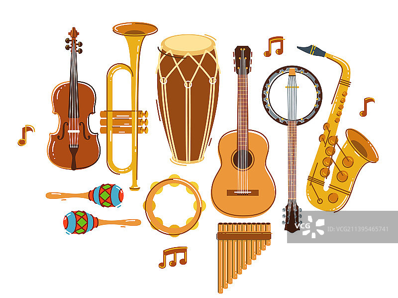 拉丁萨尔萨音乐乐队（扁平风格）图片素材