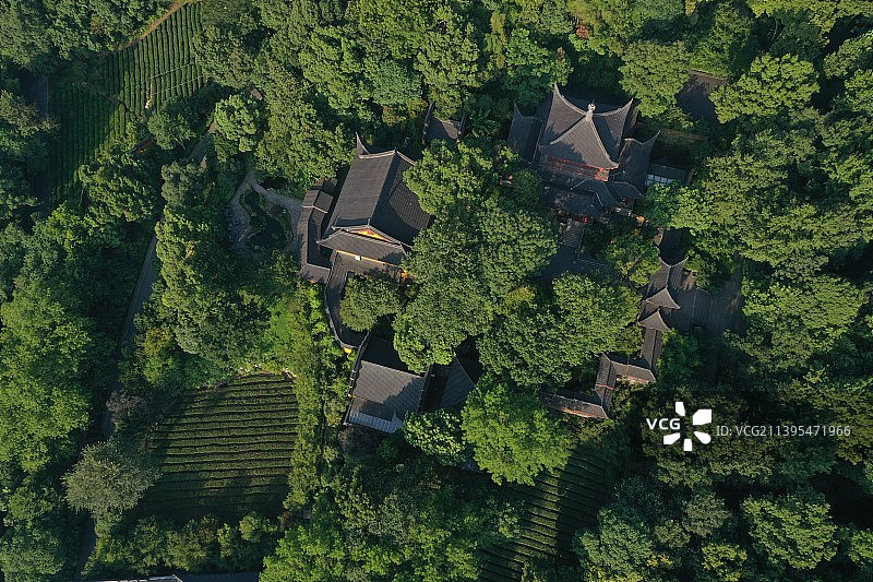 杭州西湖景区永福寺航拍图片素材