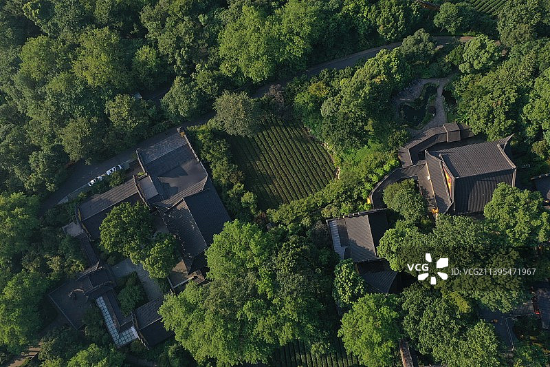 杭州西湖景区永福寺航拍图片素材