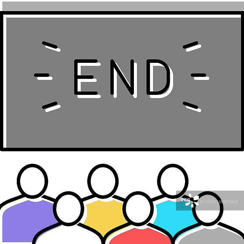 电影院彩色电影结束标志图片素材
