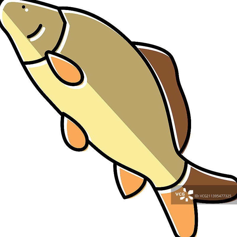 普通鲤鱼彩色图标图片素材