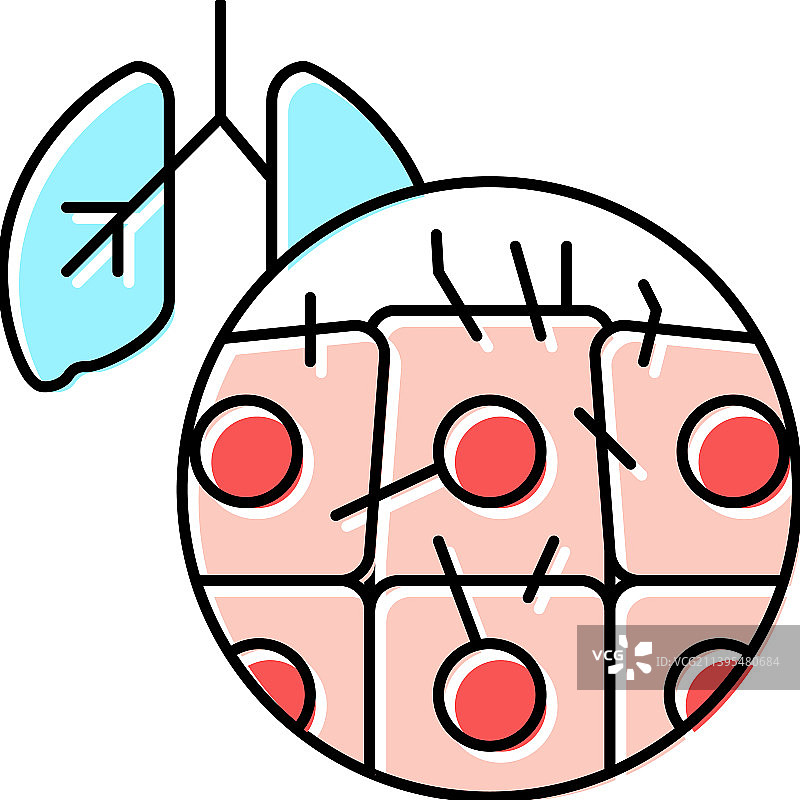 间皮瘤彩色图标的痛苦咳嗽症状图片素材