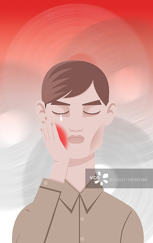 全国爱牙日牙疼疼痛疾病龃齿痛苦难受扁平风插画图片素材