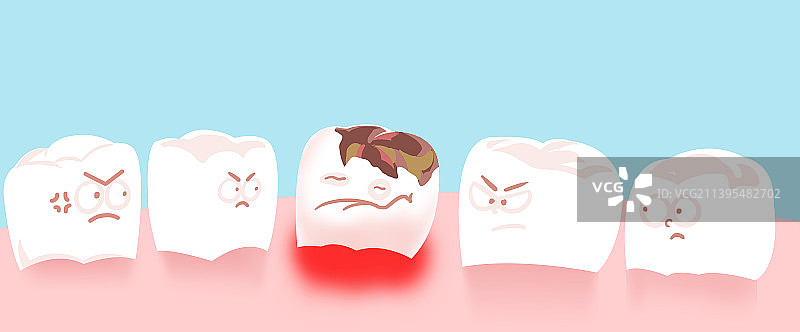 全国爱牙日牙疼疼痛龃齿发炎炎症卡通牙齿插画图片素材