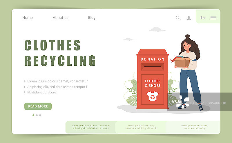 女士服装回收再利用落地页模板图片素材