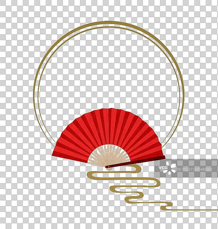 圆形扇子中国风边框素材图片素材