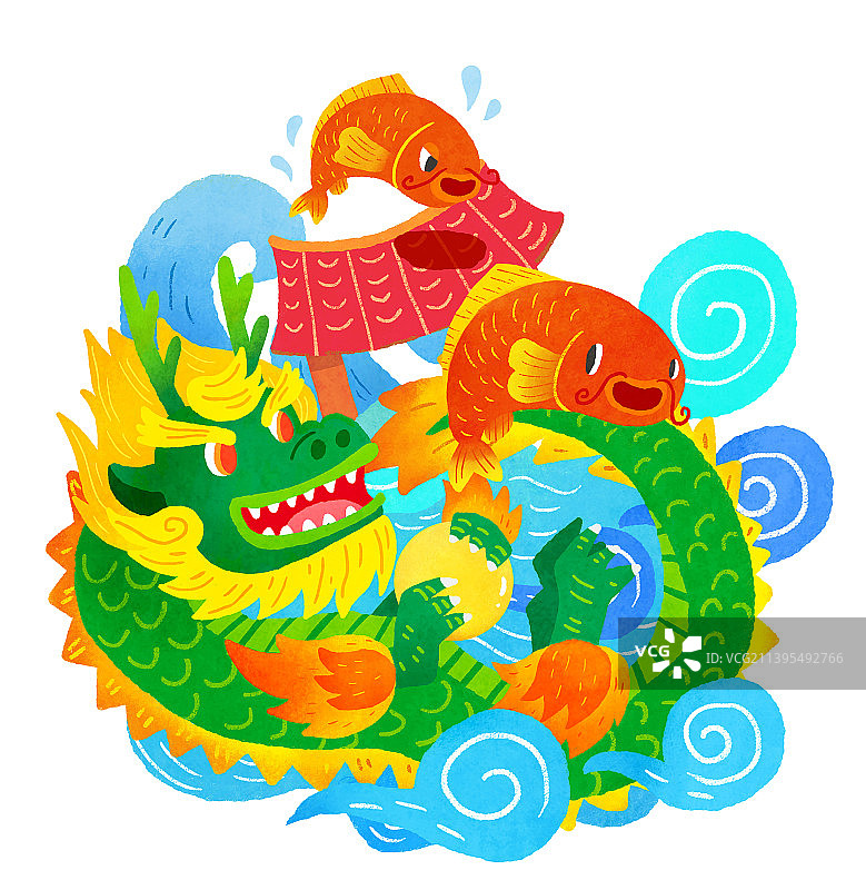 十二生肖龙年鱼跃龙门图片素材