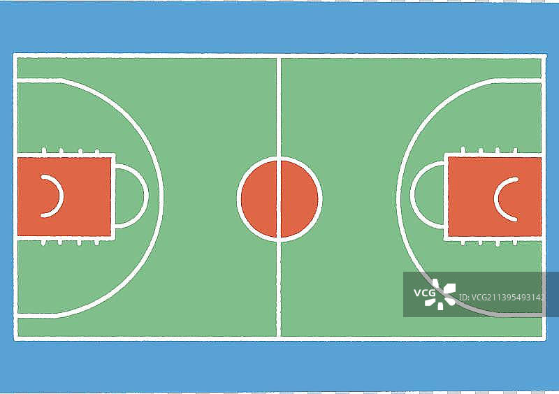 正上方视角下的篮球场插画元素图片素材