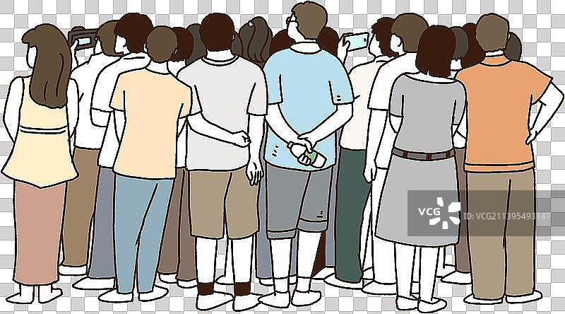 围观人群的背影后视图插画元素图片素材